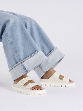 Birkenstock Papillo chunky arizona white leather platform sandals size EU 36